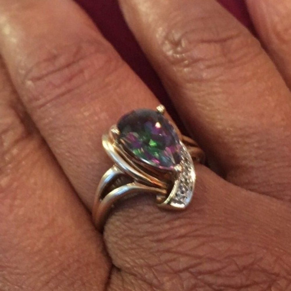 🔥10kt GOLD  MYSTIC TOPAZ  DIAMOND ACCENT🔥